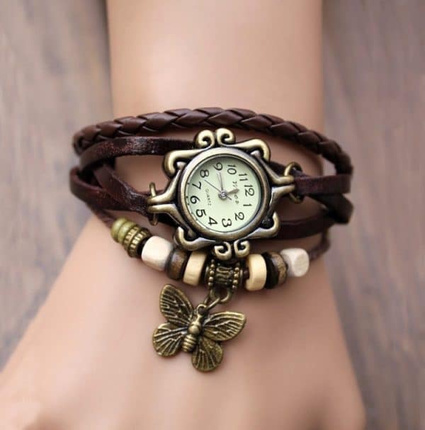 Cowhide Winding Bracelet Watch