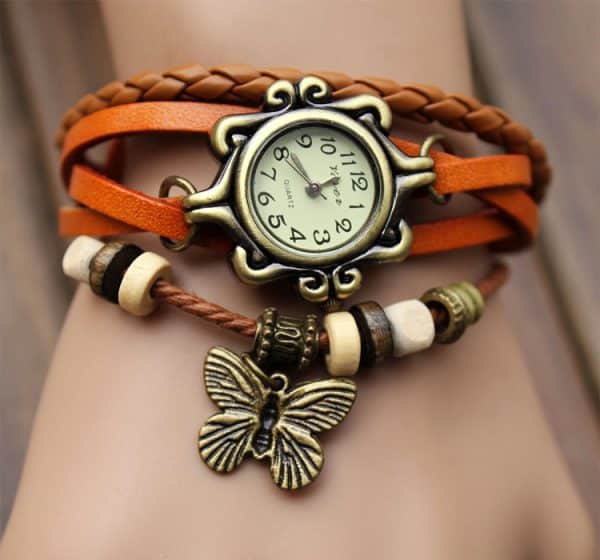 Cowhide Winding Bracelet Watch